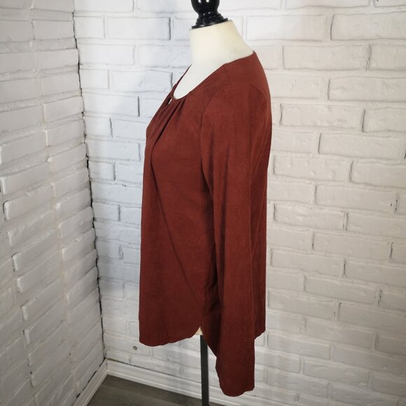 Faded Glory Ladies Size Medium (8-10) Rust Long Bell Sleeves Round Neck Blouse - Picture 4 of 10